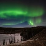 green aurora borealis at night